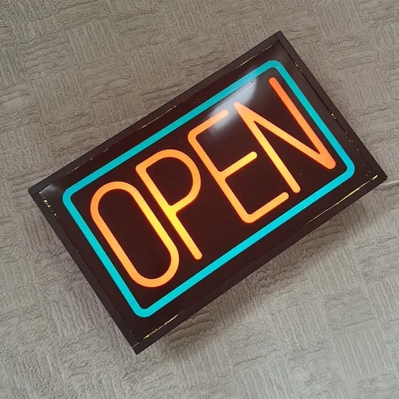 Vintage OPEN light up sign, approx 21”x13”x4.5”